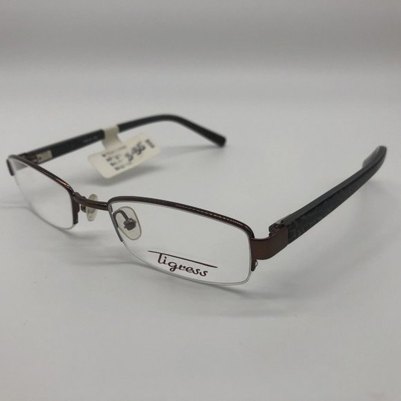 Tigress TGS112 Eyeglass Frame Women Spring Half Semi Rim Brown Animal 54-17-140 - Picture 1 of 11